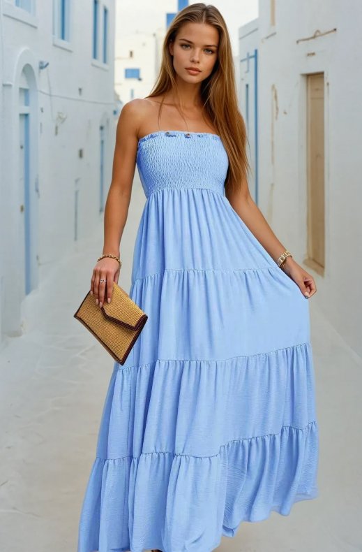 Mixed Brands - Smocked Dress 2596 - Blue