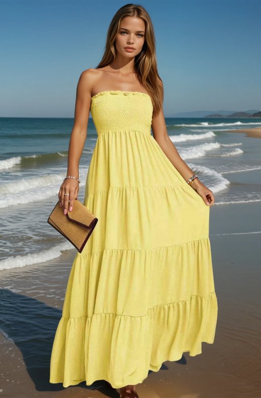 Mixed Brands - Smocked Dress 2596 - Yellow