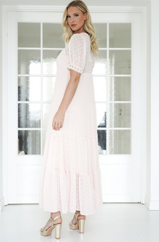 Mixed Brands - Maxi Dress Short Sleeves Buttons 606599 - Nude