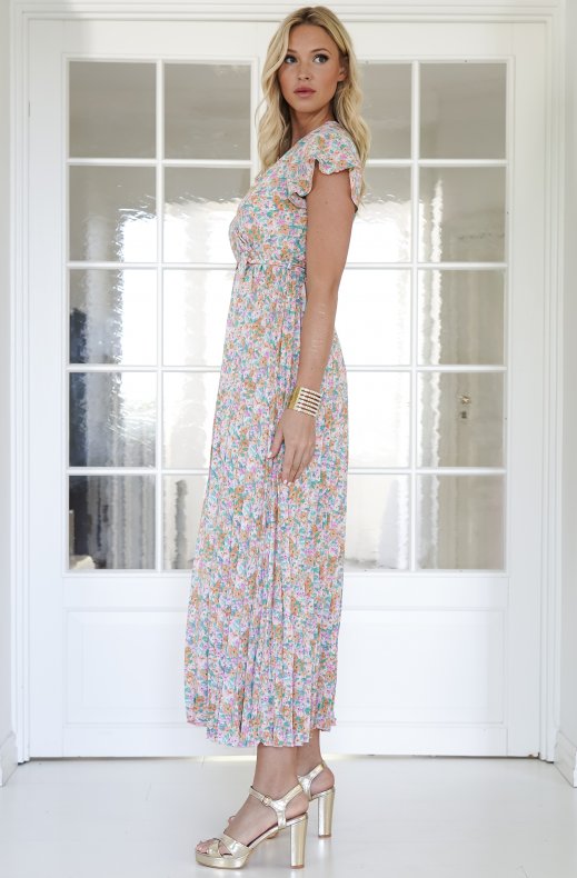 Mixed Brands - Floral Wrap Dress 638-1 - Ivory