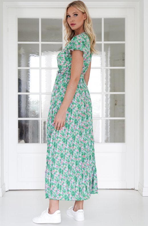 Mixed Brands - Floral Wrap Dress 638-1 - Green