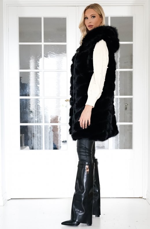 Mixed Brands - Longer Vest Fake Fur F40814 - Black