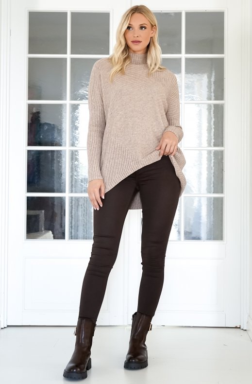 Mixed Brands - Halvpolo knitted sweater 6103 - Fango Chiaro