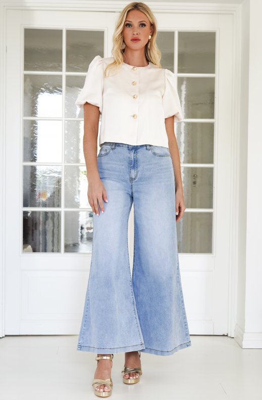 Mixed Brands - Top with puff sleeve 3194 - Beige