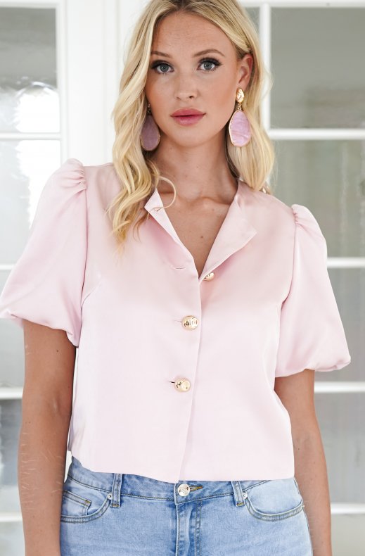 Mixed Brands - Top with puff sleeve 3194 - Pink