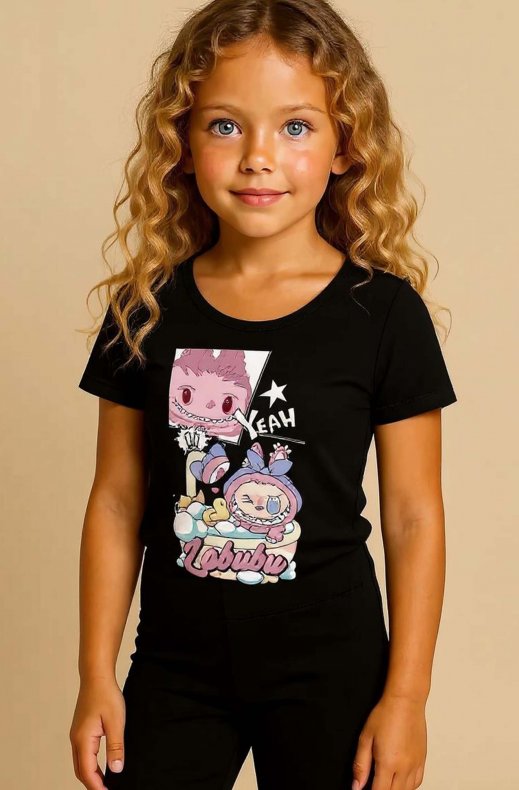 Mixed Brands Kids - Bain Labubu Tshirt - Black