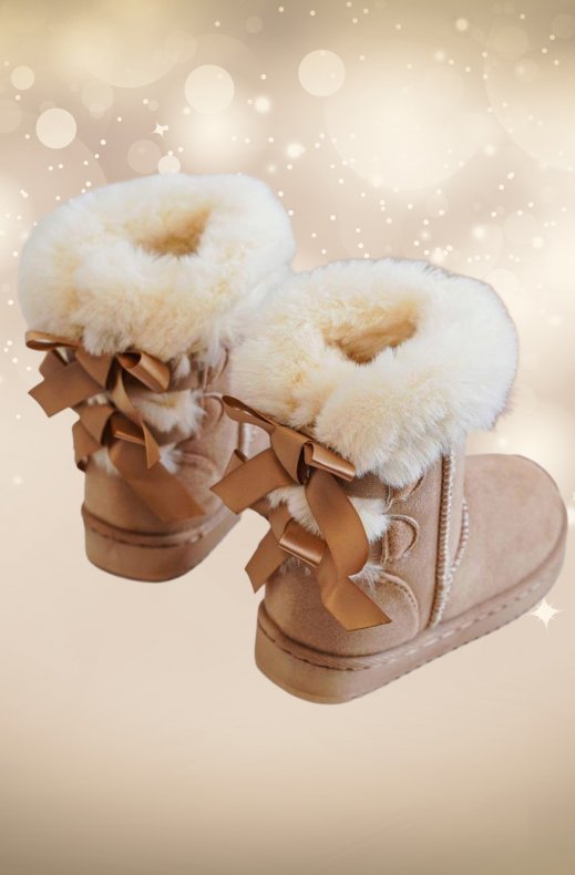 Mixed Brands Kids - Boot with Bowknit for kids 20231 - Beige