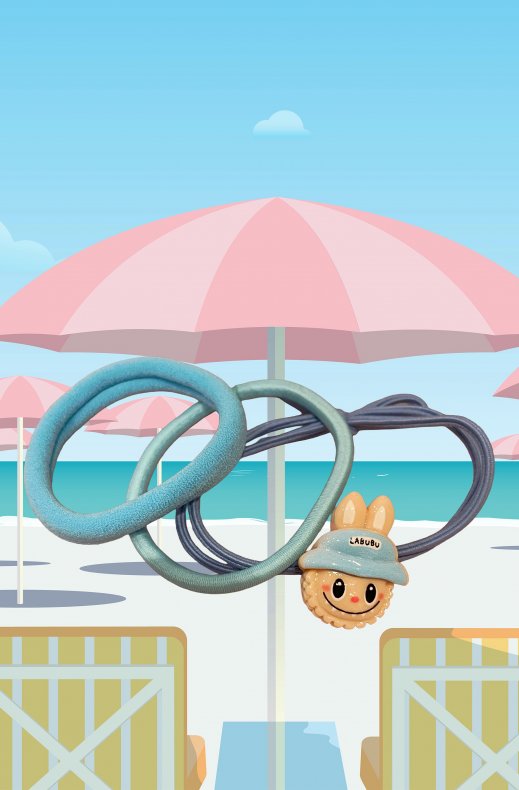 Mixed Brands Kids - Hair Tie set of 3 - Labubu Head - Blue