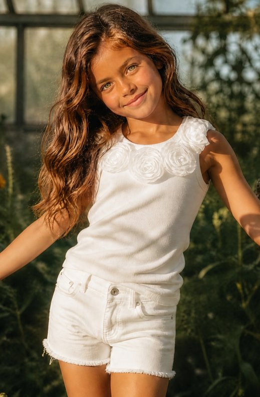 Mixed Brands - Top with flowers 0701 - White