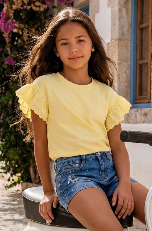 Mixed Brands - Tshirt with Frill Sleeve 1058 - Yellow