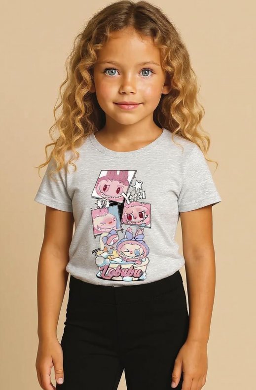 Mixed Brands Kids - Bain Labubu Tshirt - Grey