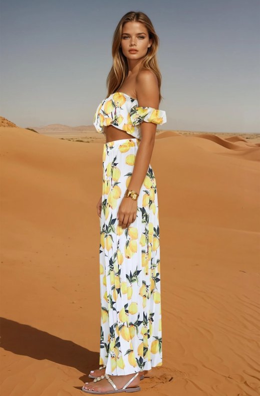 Mixed Brands - Set pant and top 10102 - Lemons White