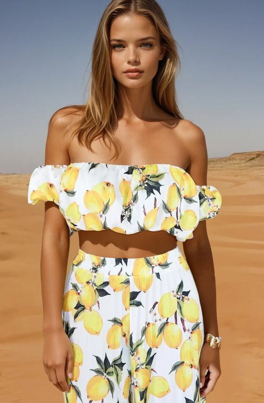 Mixed Brands - Set pant and top 10102 - Lemons White