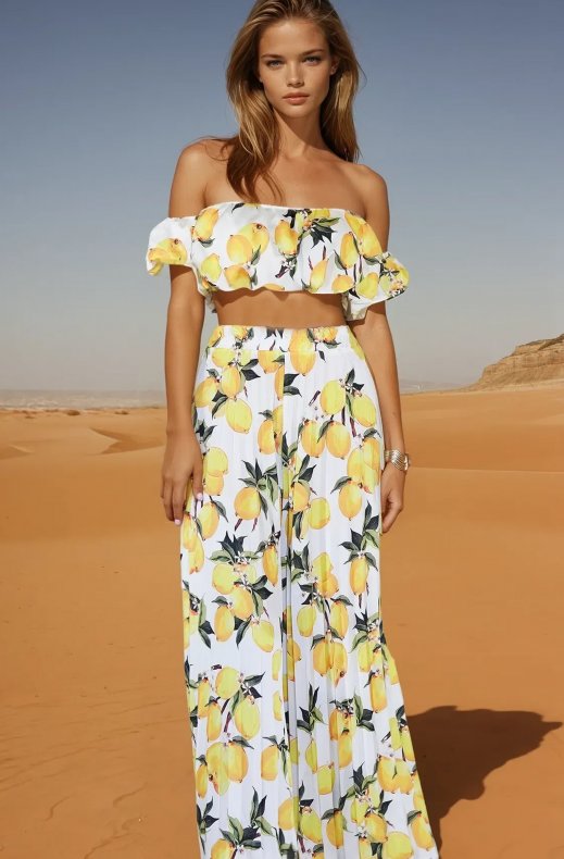 Mixed Brands - Set pant and top 10102 - Lemons White