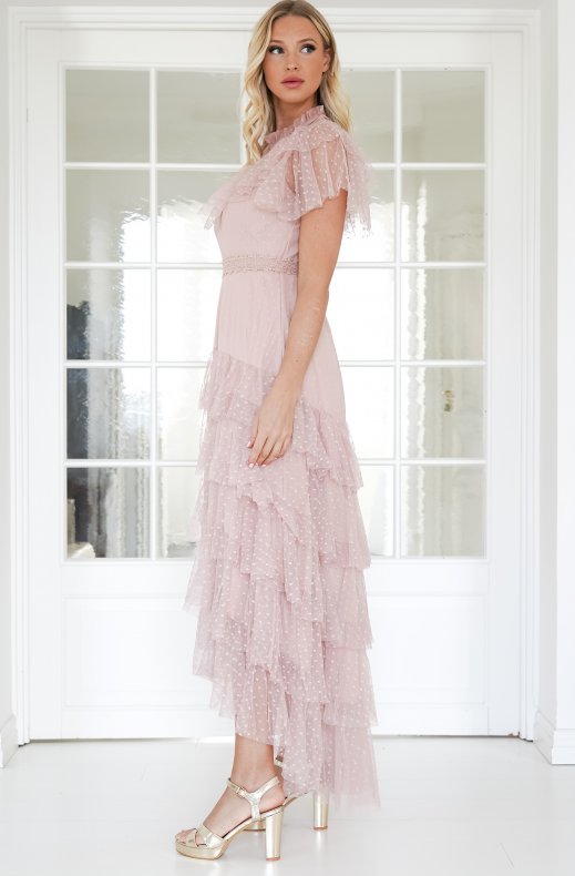 Mixed Brands - Maxi Dress dotted Mesh 606352 - Nude