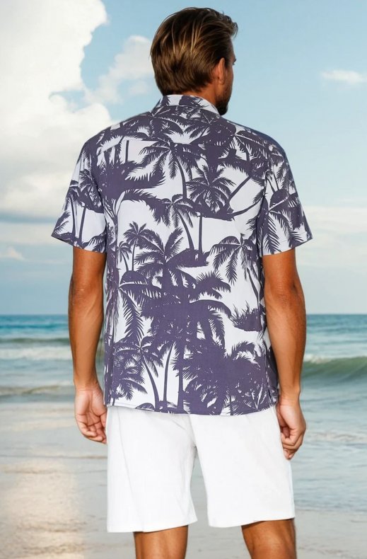 Mixed Brands - Shirt Palms 7683 - Navy Grey