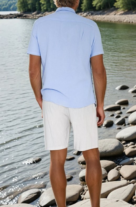 Mixed Brands - Short sleeve Cotton Shirt 219818 - Celeste