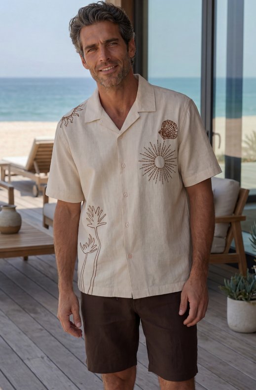 Mixed Brands - Embroidered Shirt IMP7821 - Beige