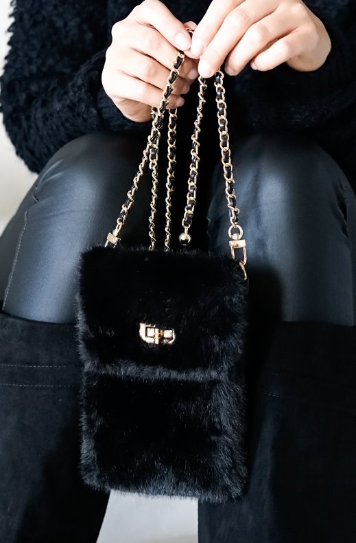 Mixed Brands - Mobile Bag Faux Fur 0808 - Black