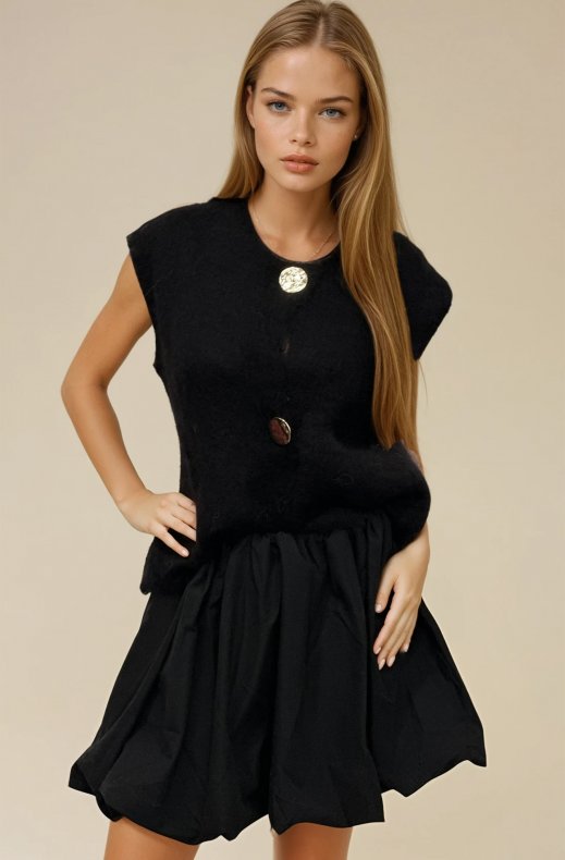 Mixed Brands - Mohair Sweater three buttons 28012 - Black