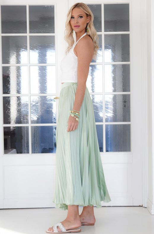 Mixed Brands - Elegant Maxi skirt pleated 24113 - Vert Sauge