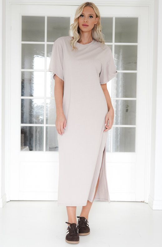 Mixed Brands - Tshirt dress larger sizes AR1597 - Taupe