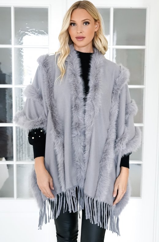 Fake fur poncho hotsell