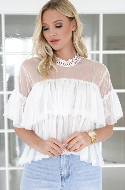 Mixed Brands - Ruffle Top 8186-3350 - White