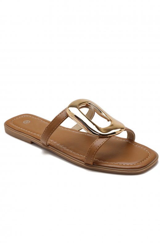 Mixed Brands - Sliders with buckle SS-283 - Camel