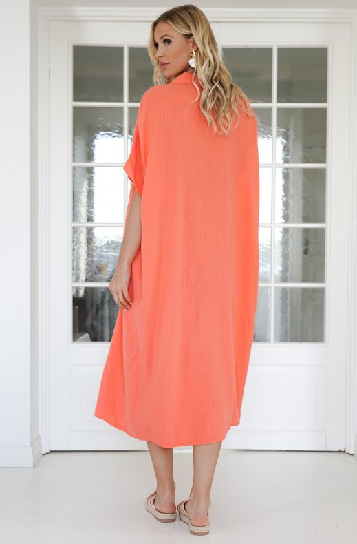 Mixed Brands - Cotton Shirt Dress 2839 -Coral