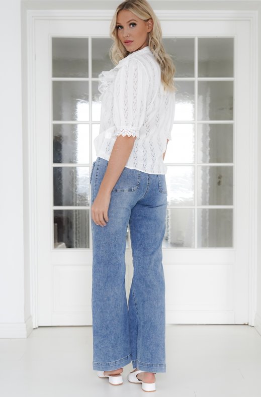 Mixed Brands - Short sleeve blouse with lace 9631-3310 - White