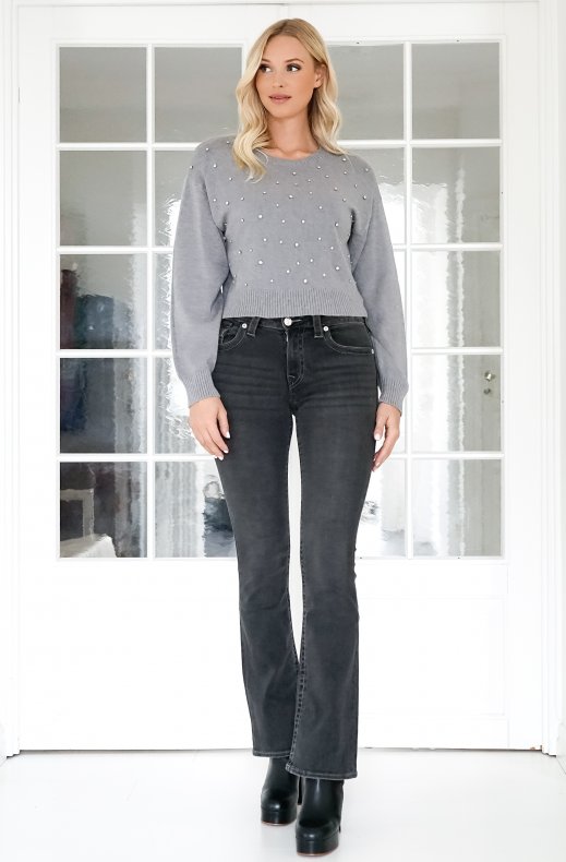 True Religion - Becca Mid Rise Bootcut Flap - Charcoal