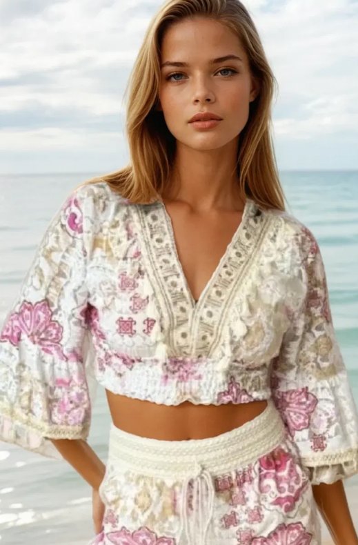 Mixed Brands - Bohemian Crop Top 6336 - Fuxia