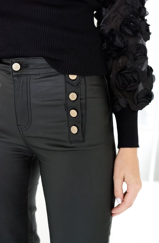 Mixed Brands - Coated pant with buttons 9252 - Black