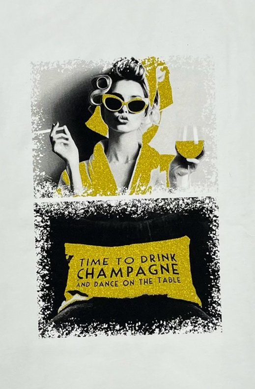 Mixed Brands - Tshirt Time to drink Champagne 3621- White
