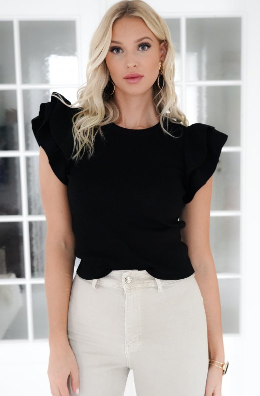 Mixed Brands - Tshirt with frills 2169 - Black