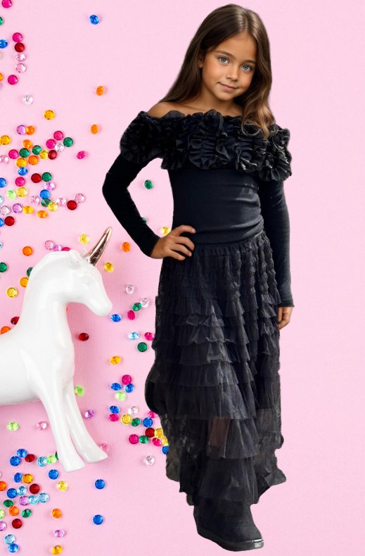 Mixed Brands Kids - Tulle Skirt Frills 6006 - Black
