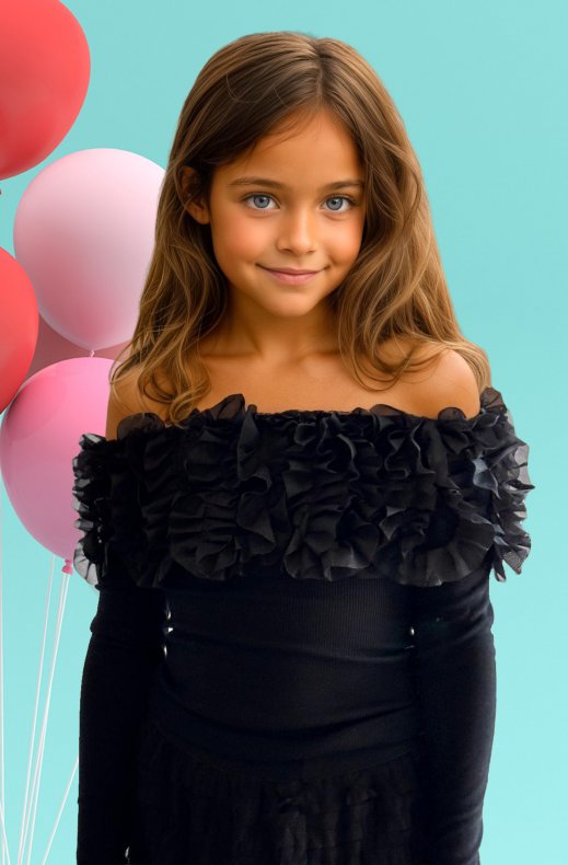 Mixed Brands Kids - Ribbed tulle top 24F024 - Black