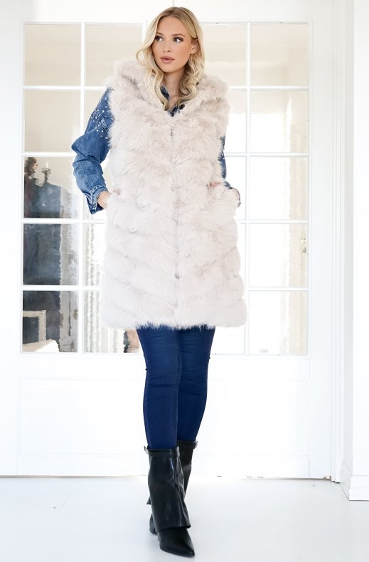 Mixed Brands - Longer Vest Fake Fur F40814 - Beige