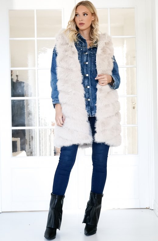 Mixed Brands - Longer Vest Fake Fur F40814 - Beige