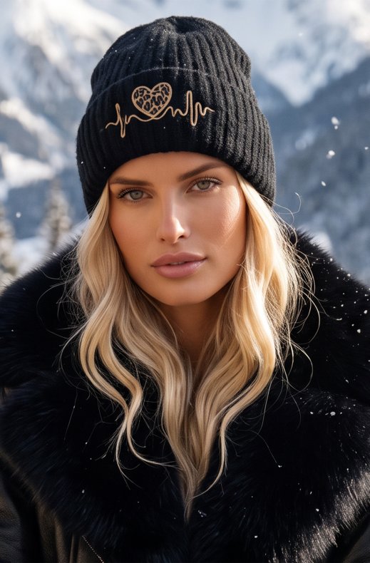 Mixed Brands - Heart Beanie MJY-143 - Black