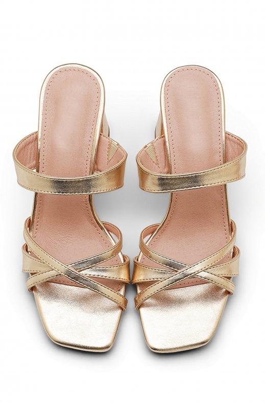 Mixed Brands - Block Heel Sandal with Straps MV6128A - Gold