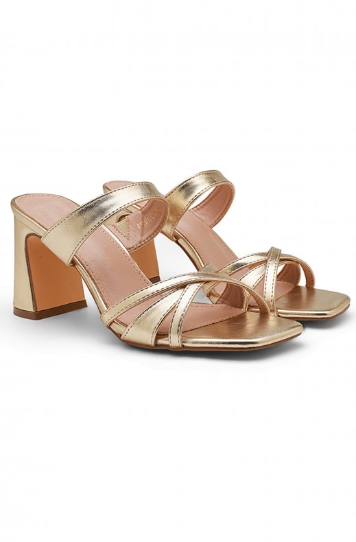 Mixed Brands - Block Heel Sandal with Straps MV6128A - Gold