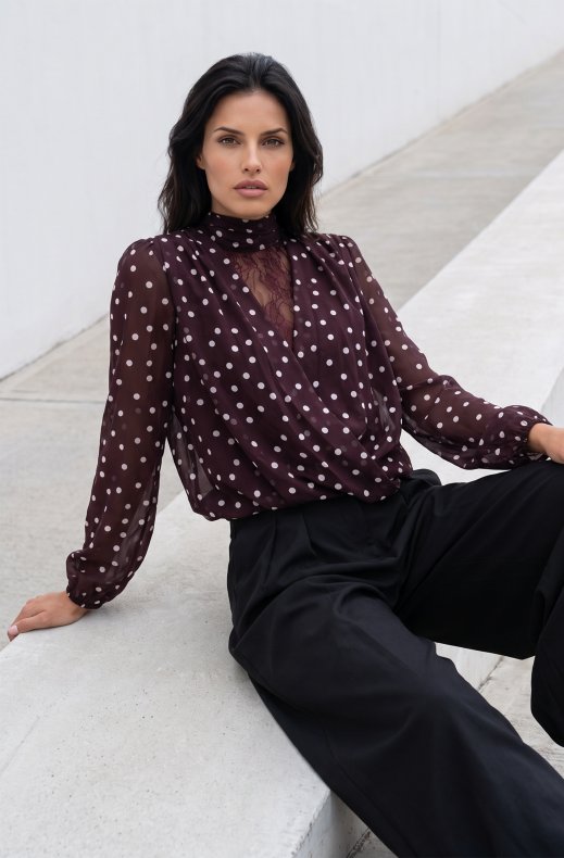 Mixed Brands - Blouse GL_1004 - Burgundy Dots