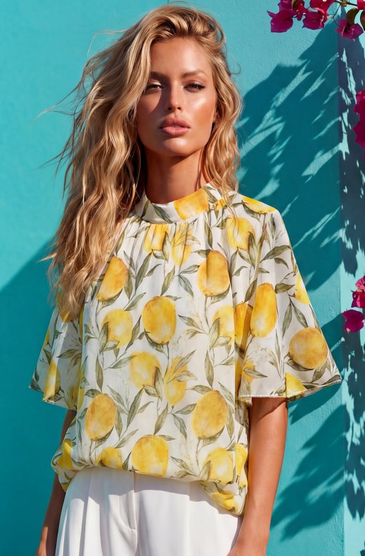 Mixed Brands - Short Sleeve Blouse 26108 - Lemons