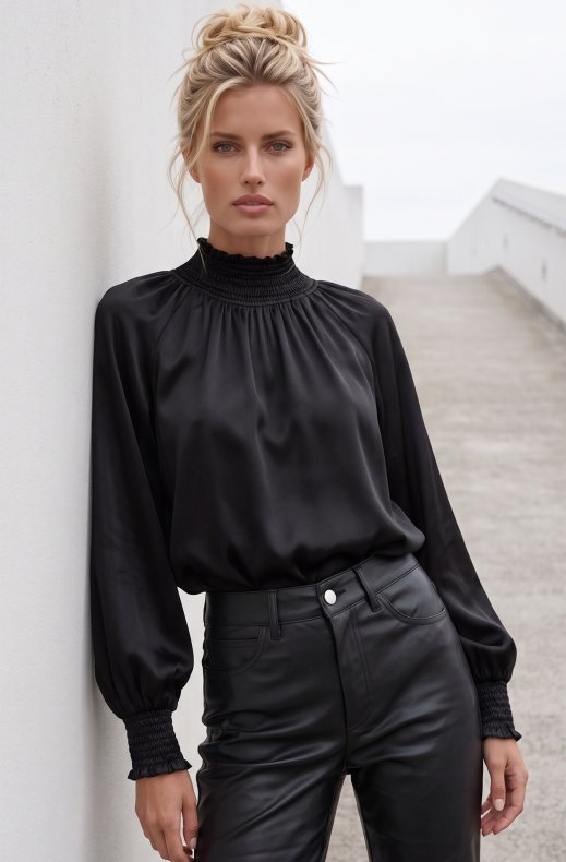 Mixed Brands - Satin Blouse 81332 - Black