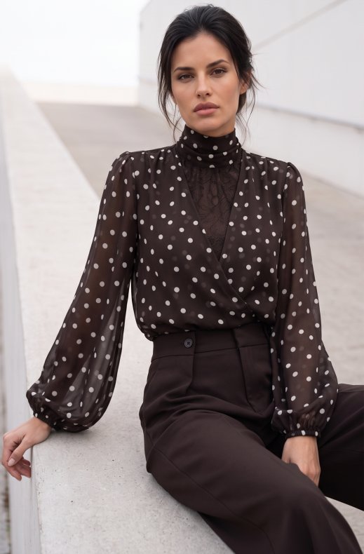 Mixed Brands - Blouse GL_1004 - Dark Brown Dots