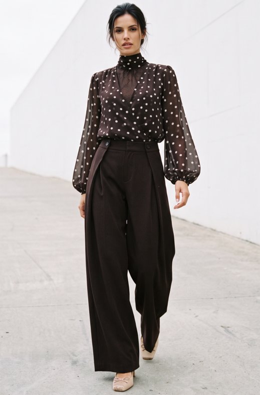 Mixed Brands - Blouse GL_1004 - Dark Brown Dots