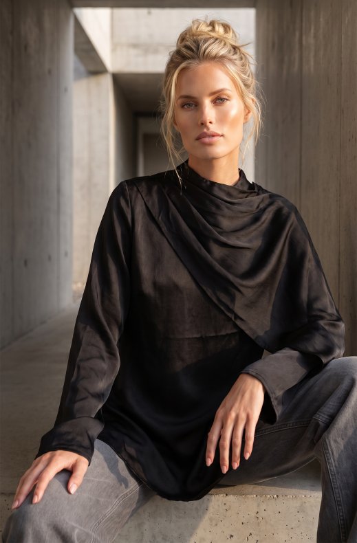 Mixed Brands - Cape Blouse PS9767 - Black