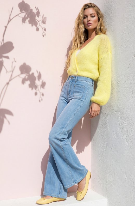 Mixed Brands - Kid Mohair Bolero Cardigan 9235A - Light Yellow